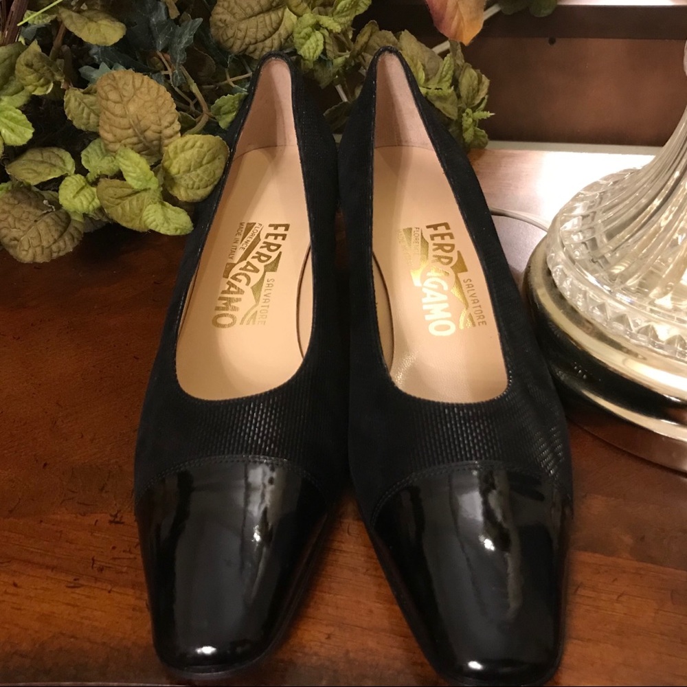 Salvatore Ferragamo Black Block Heels